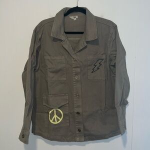 NWT Ascot and Hart Green Khaki Utility Graphic Shirt Jacket AA3